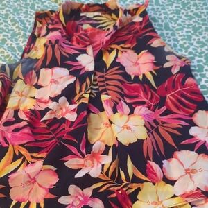 Cooper & Ella Tropical Floral Blouse - Black and Pink